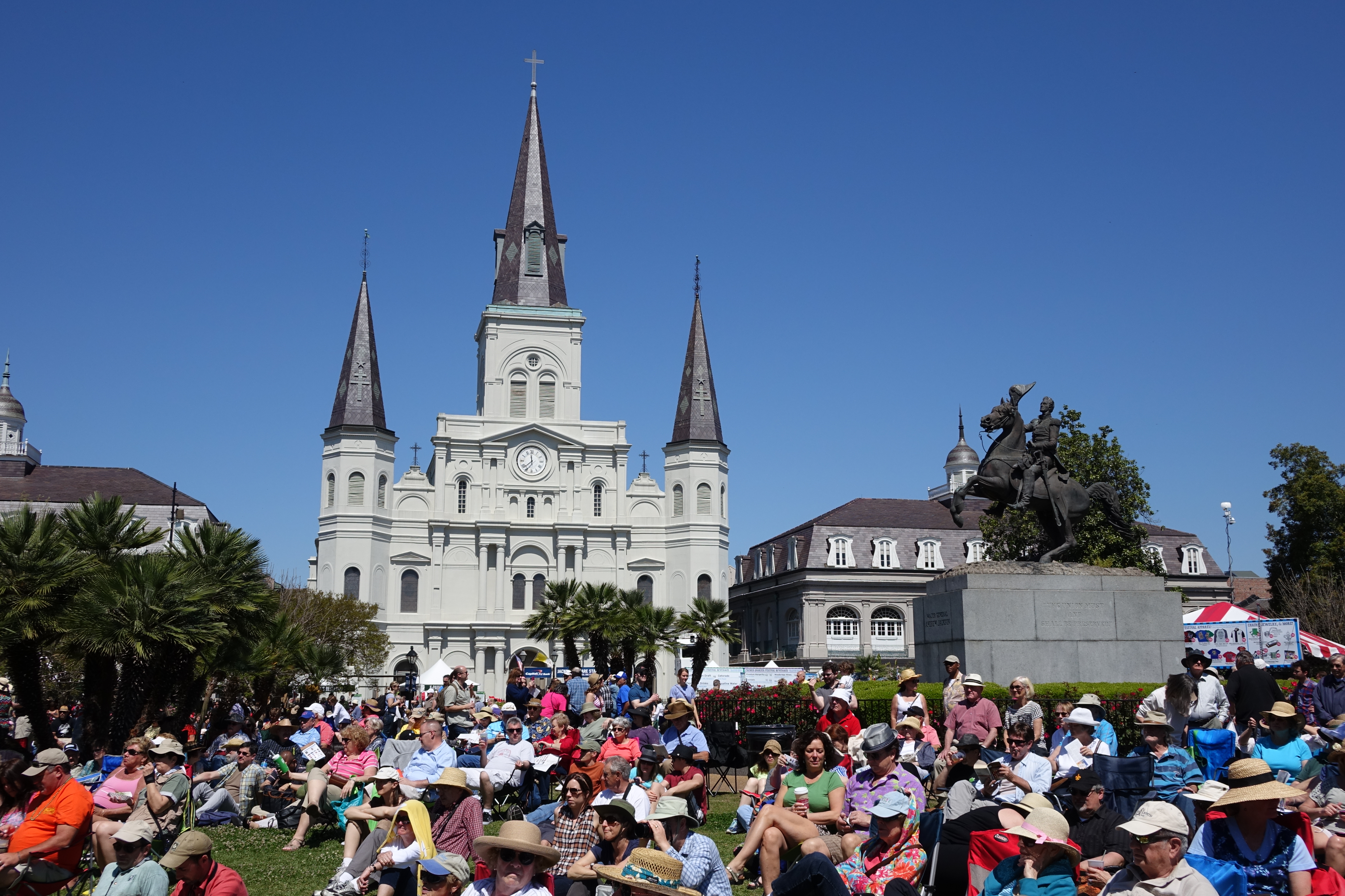 Locals and visitors pack Jackson Square for French Quarter Fest