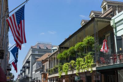 French quarter with US Flag